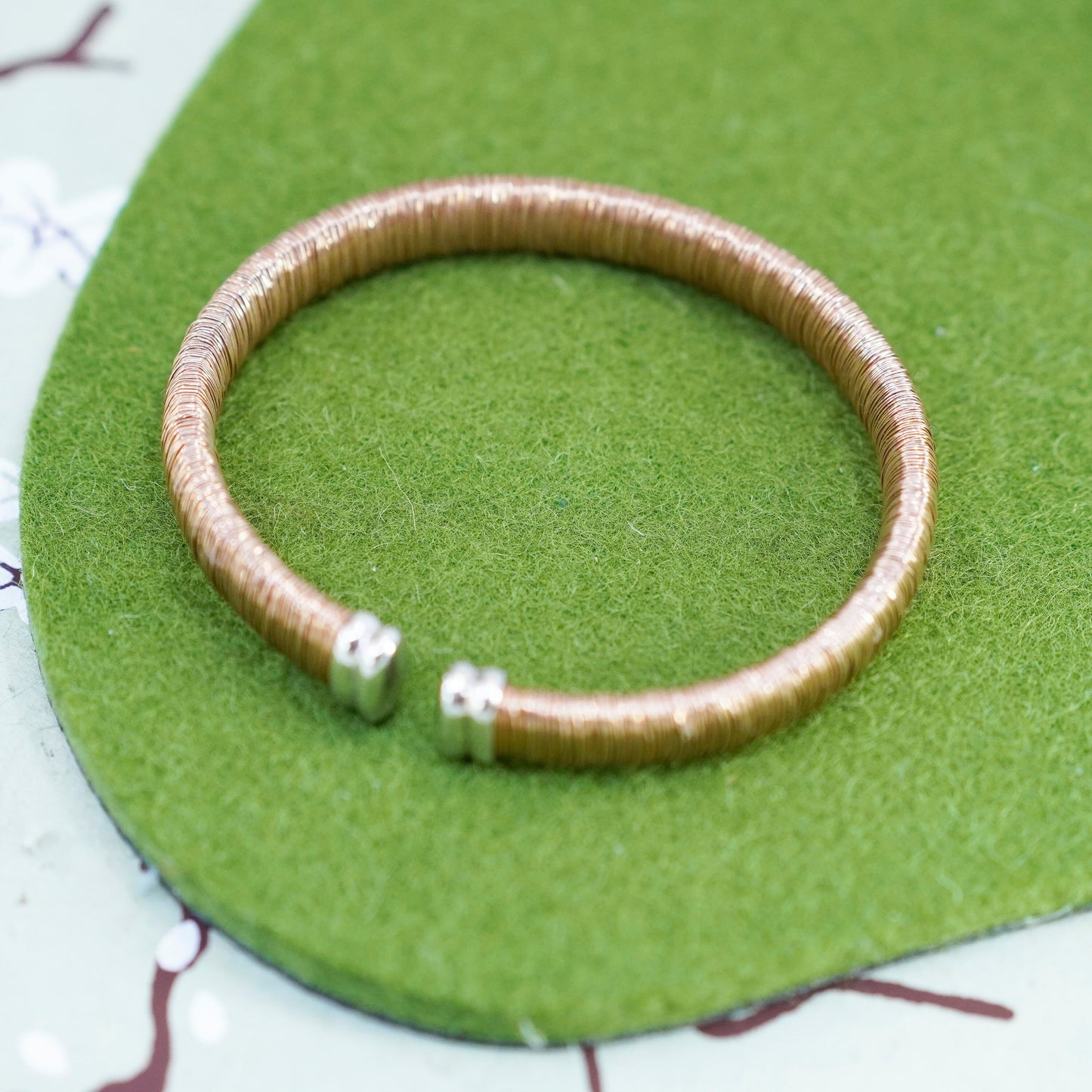 6.5”, vintage two tone Sterling silver bracelet, modern handmade wired 925 cuff