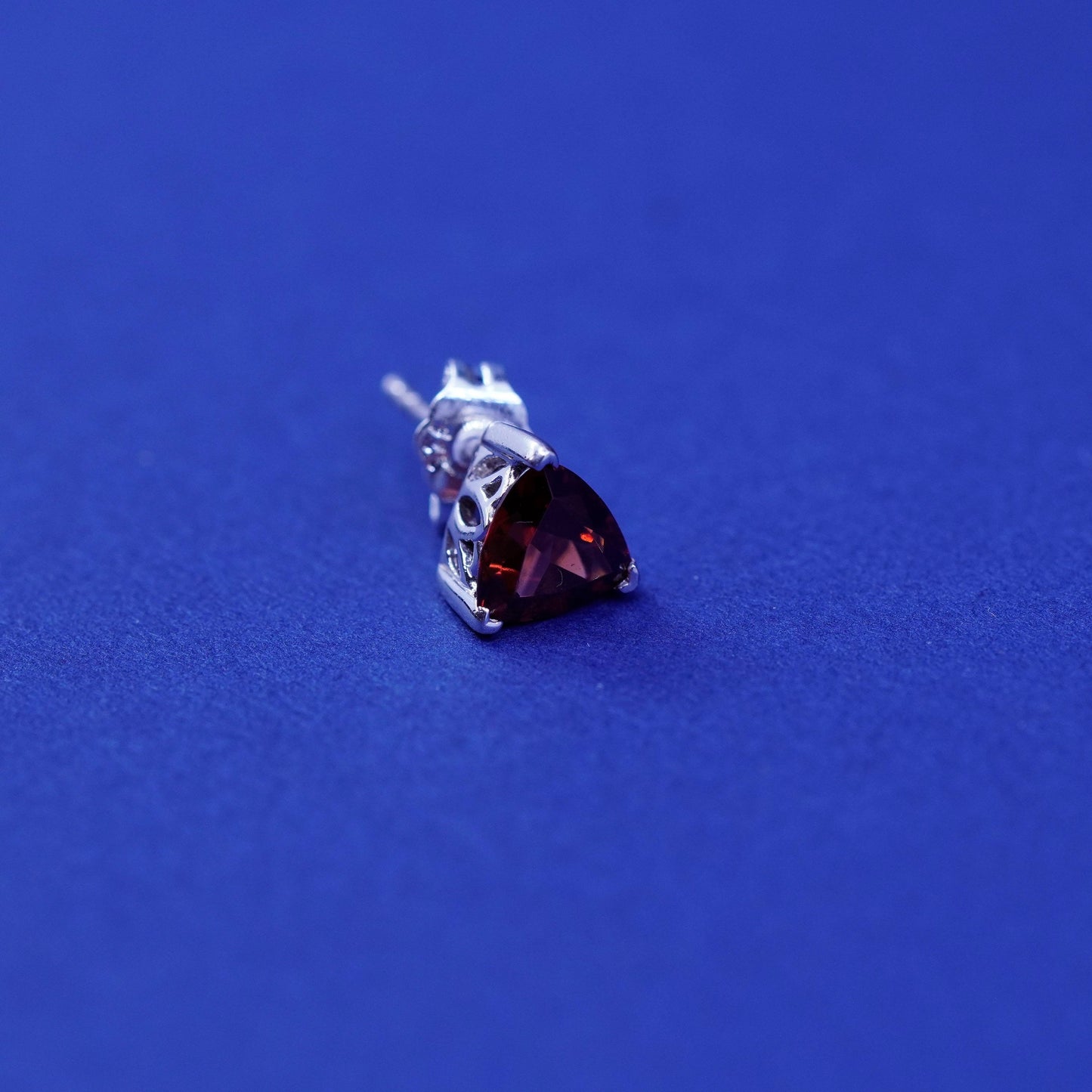 Vintage sterling silver handmade earrings, 925 studs with ruby