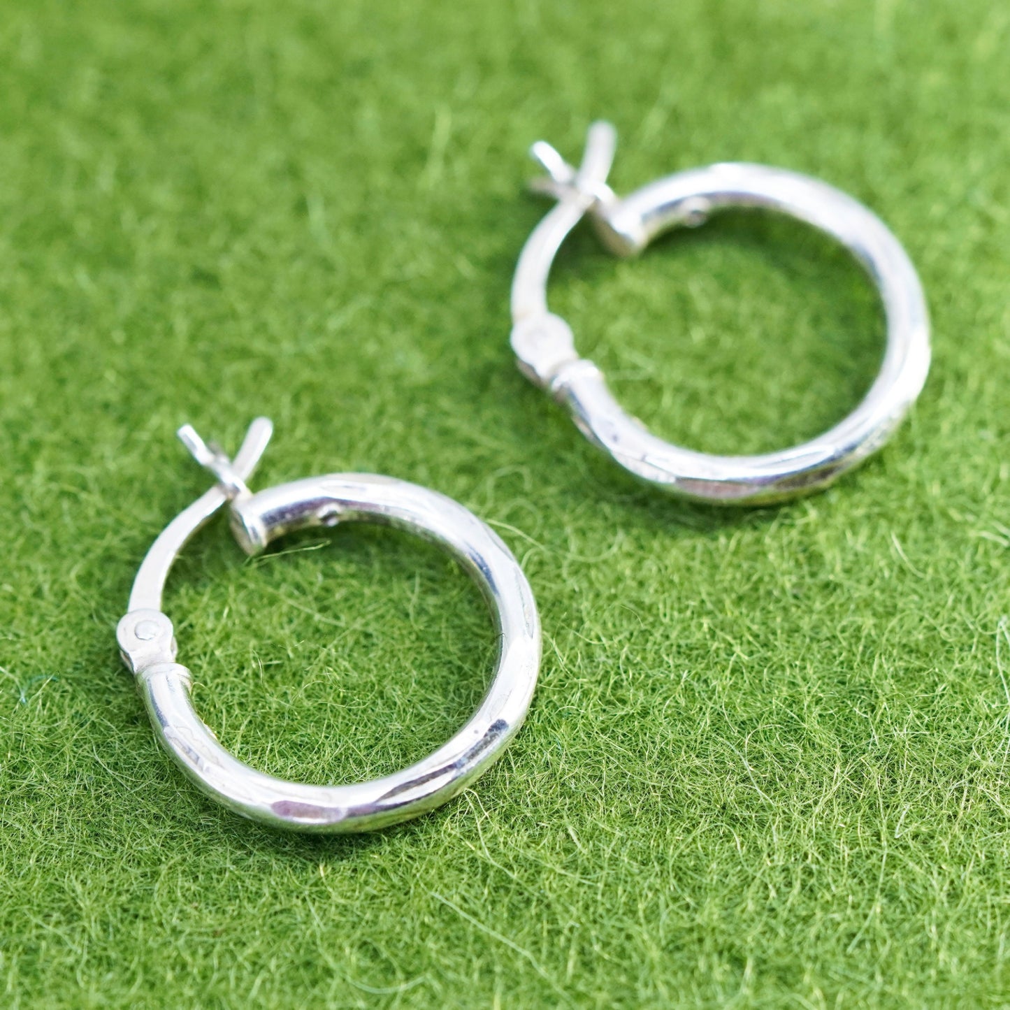0.5”, sterling silver loop earrings, minimalist, textured 925 hoops, huggie