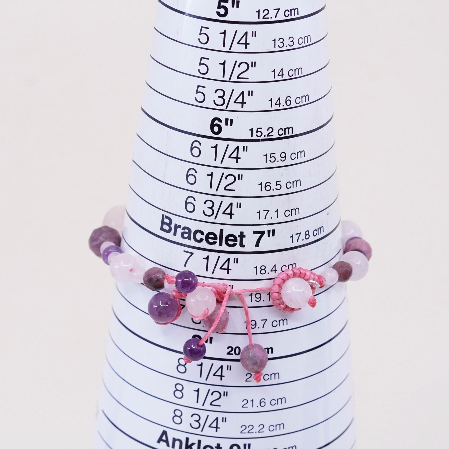 7.5”, Sterling silver handmade bracelet, 925 flower charm w/ rose quartz beads