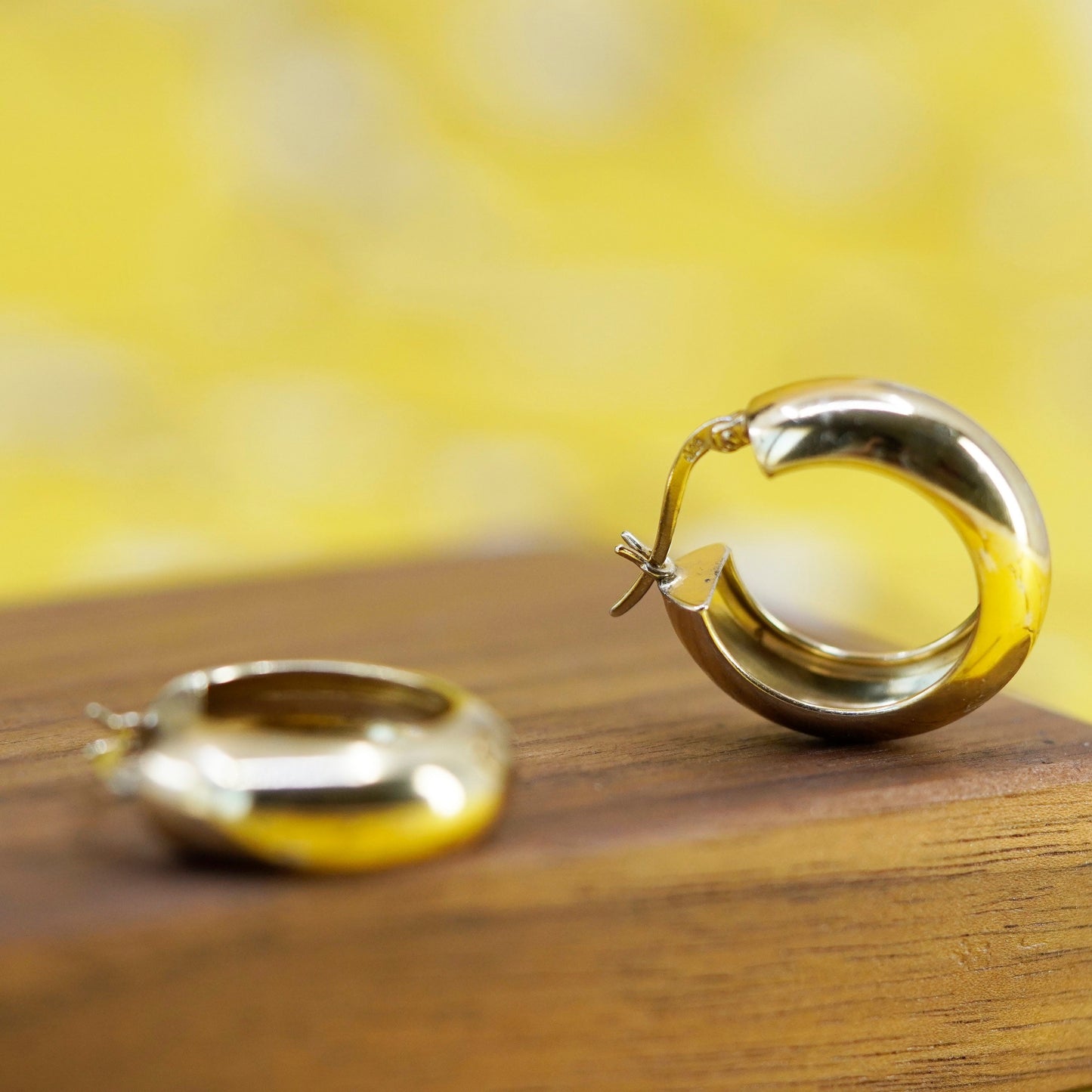 1”, vintage vermeil gold over Sterling silver earrings, 925 hoops
