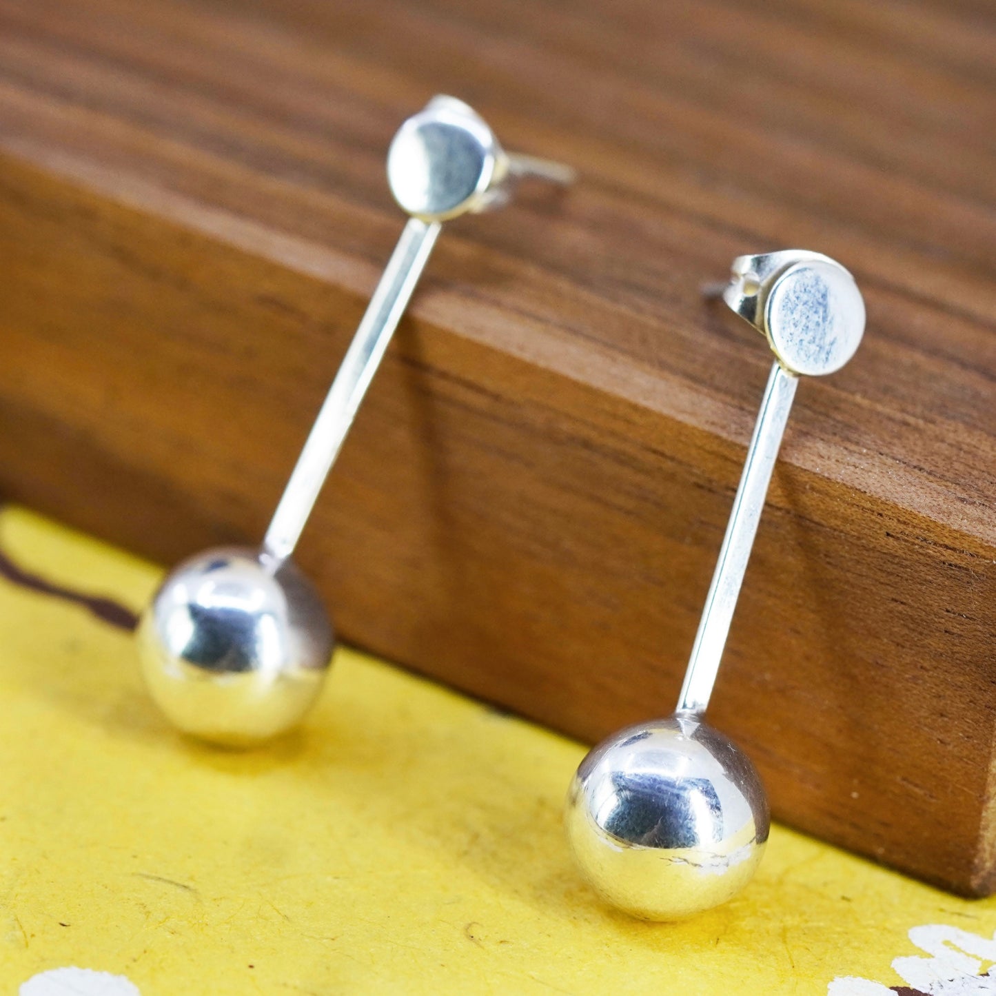 Vintage Sterling silver handmade earrings, 925 beads drops