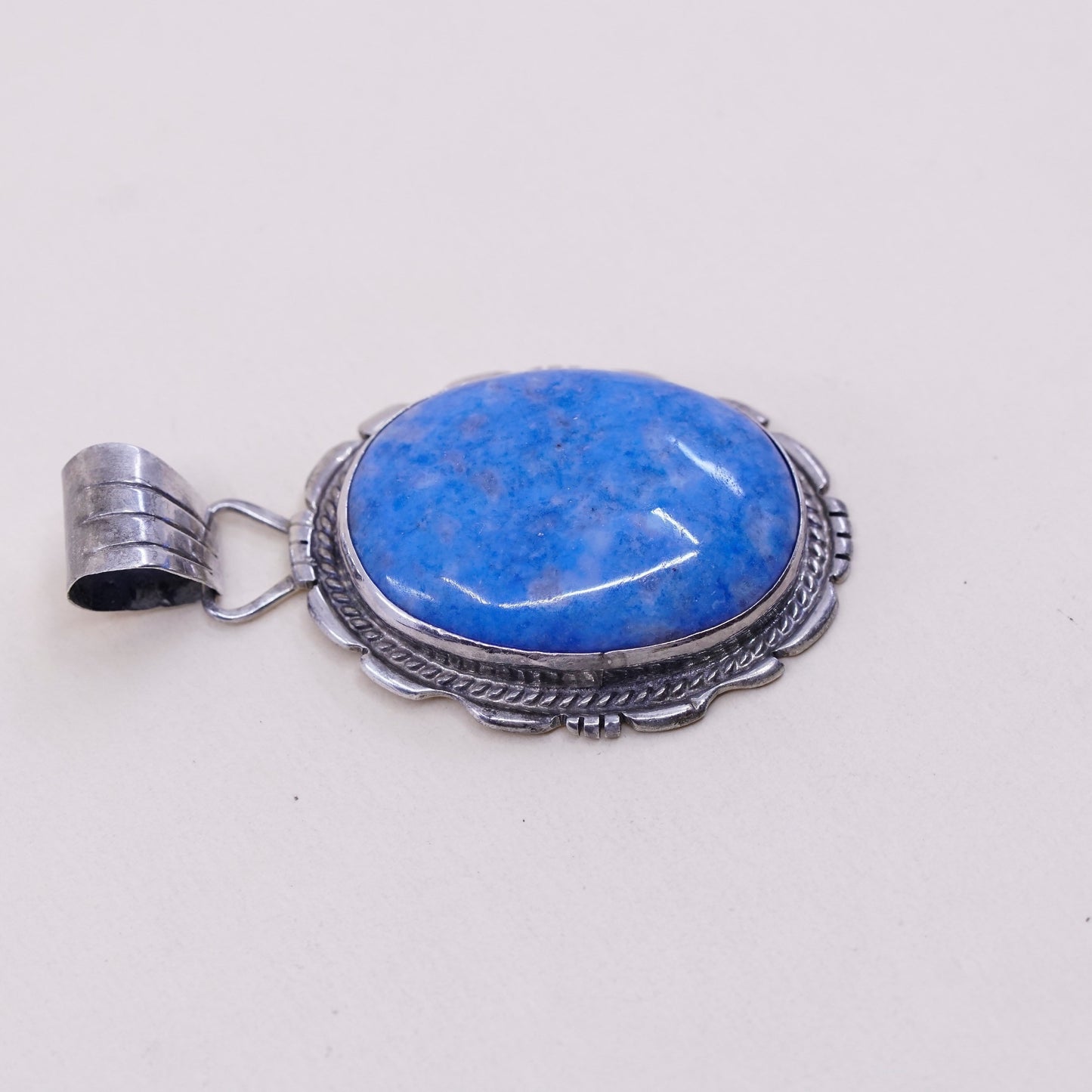 vtg natives American sterling 925 silver handmade pendant with oval sodalite