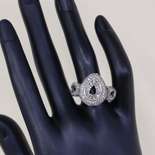 Sz 8.25, Vtg Sterling silver Engagement ring, 925 silver W/ Teardrop Cluster Cz