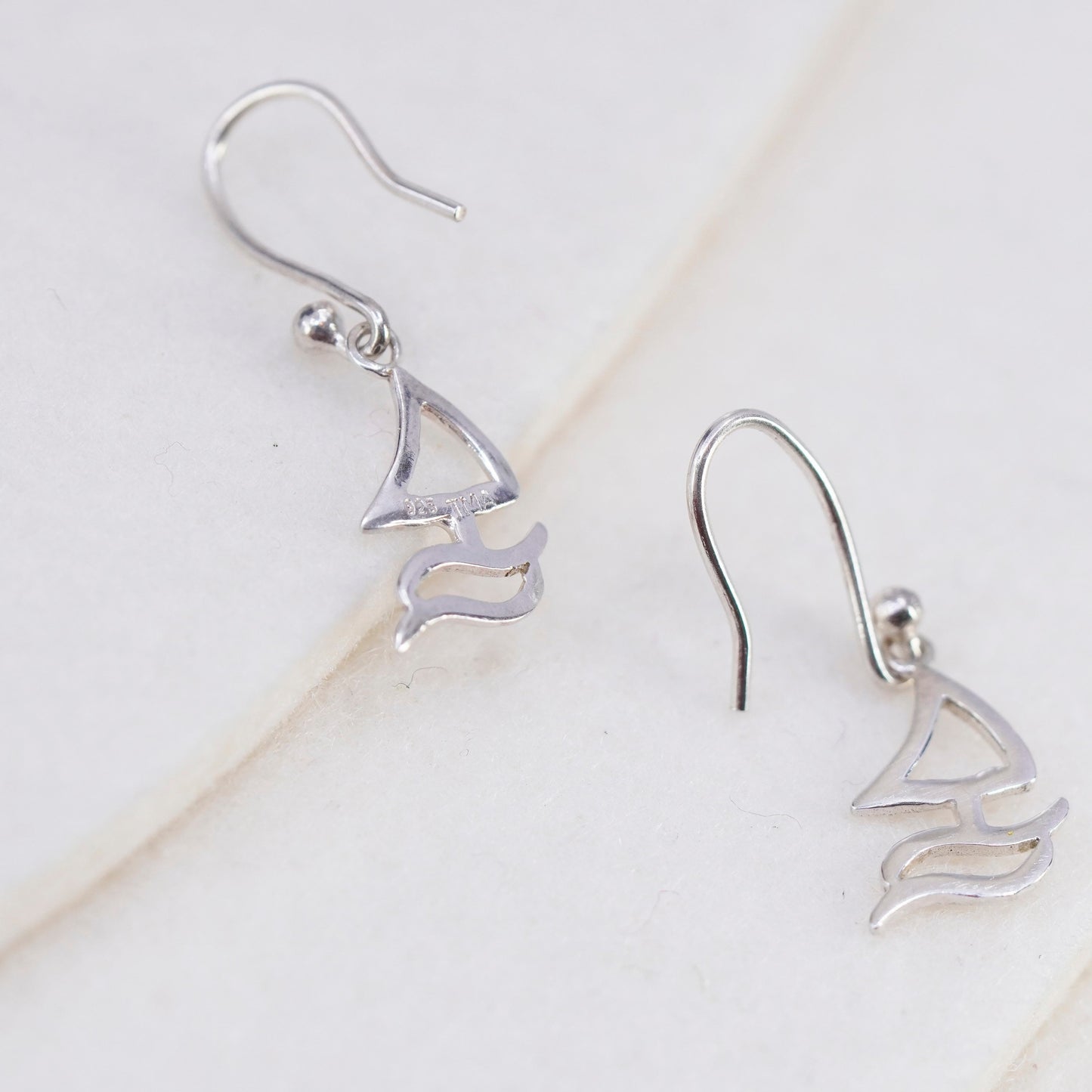 Vintage Sterling 925 silver handmade sail boat earrings