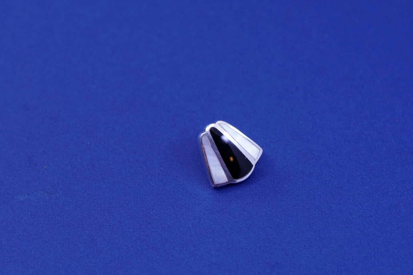 sterling silver handmade earrings, 925 studs with mother of pearl and obsidian