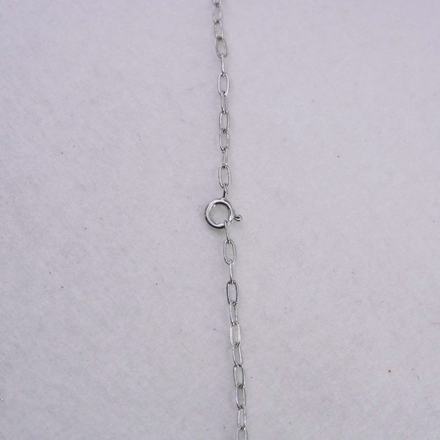 18” Sterling 925 silver handmade elongated chain necklace teddy bear pendant