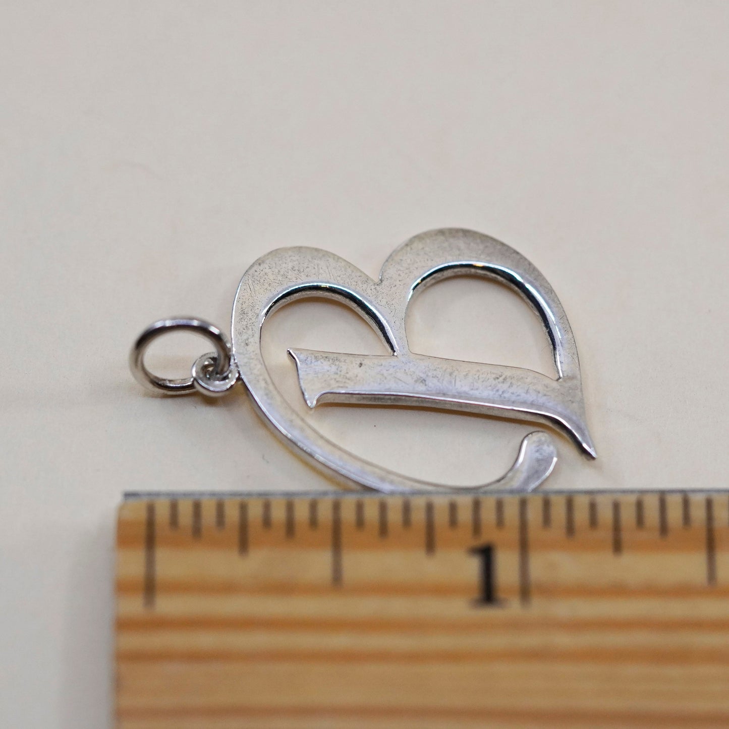 Vintage Sterling silver handmade pendant, 925 initial letter B