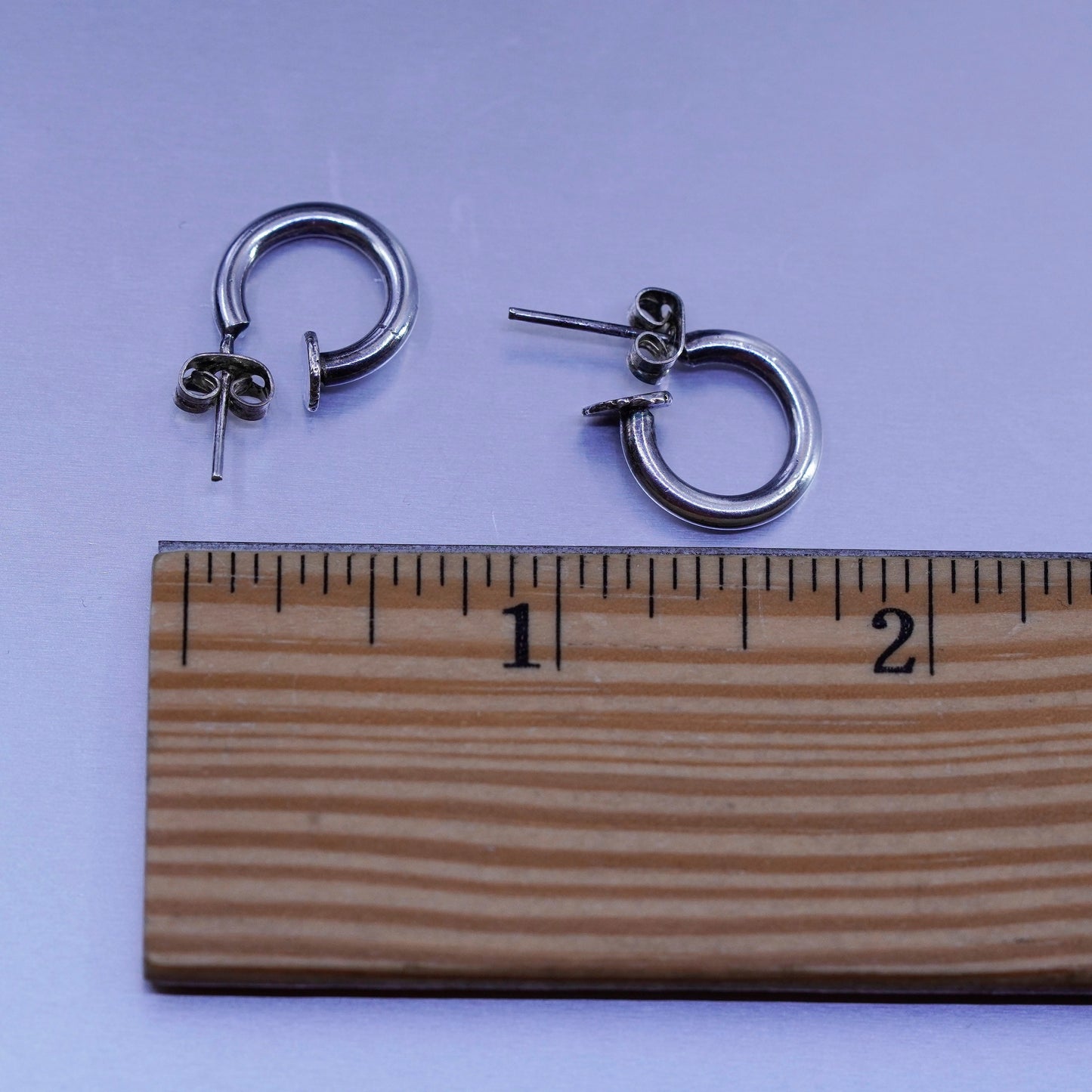 0.5”, vintage Sterling silver handmade earrings, 925 hoops