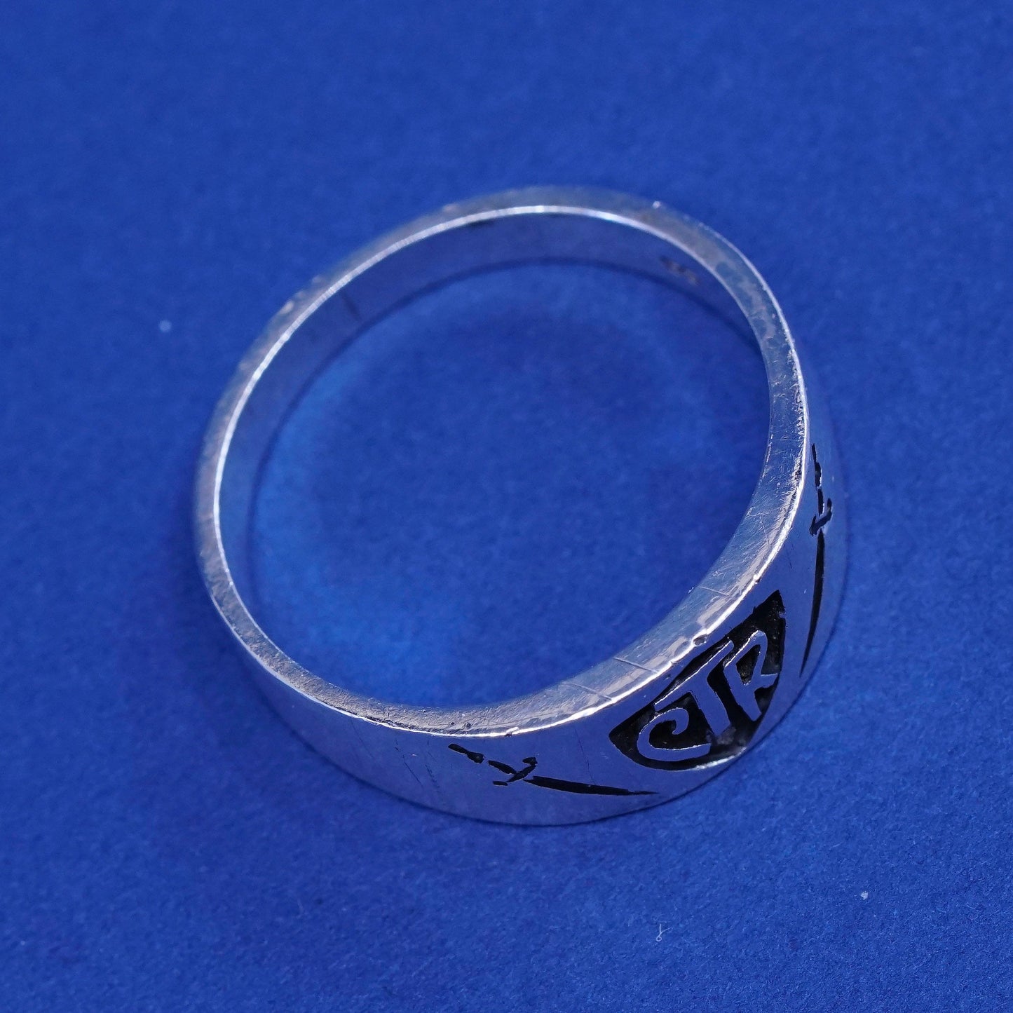 Size 10.75, vintage Sterling 925 silver handmade statement ring with CTR