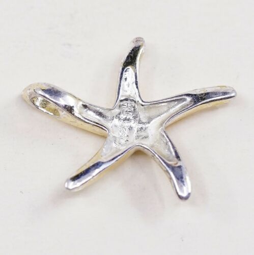 Vintage Sterling Silver Handmade Pendant, Solid 925 Silver Star Starfish Charm