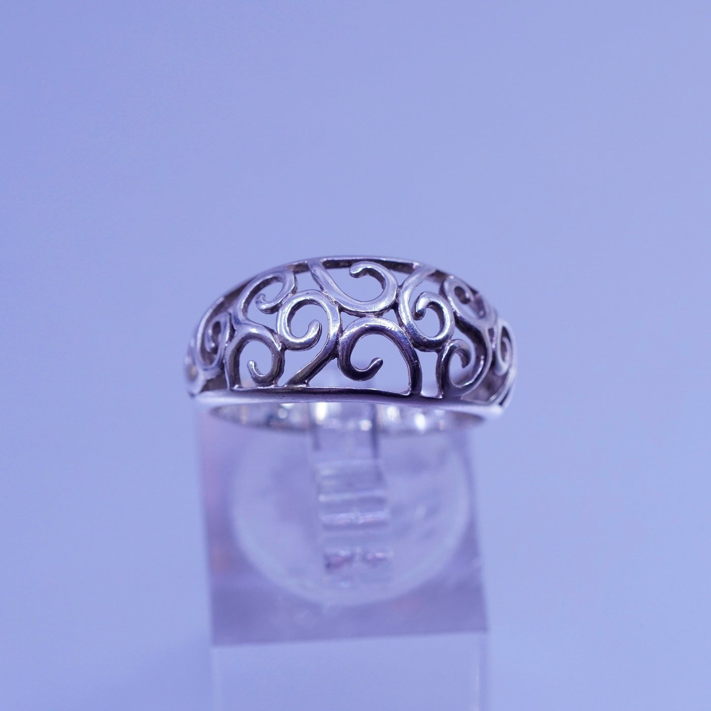 Size 7.25, vintage Sterling 925 silver handmade ring, filigree band