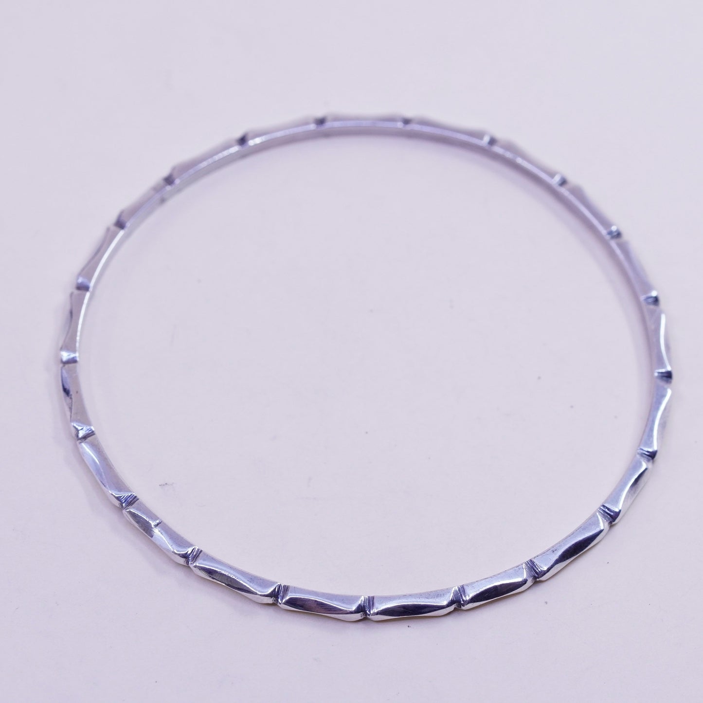 8”, Mexico sterling silver handmade 925 bracelet, bamboo knot textured bangle