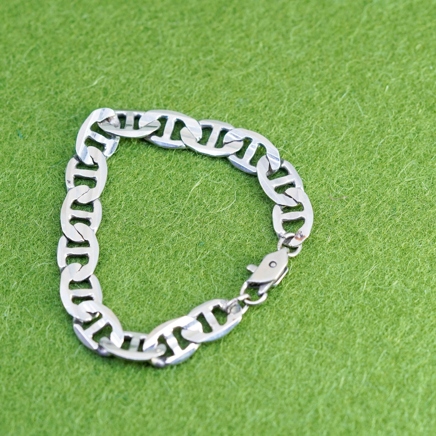 4.5”, 8mm, Vintage sterling 925 silver bracelet, Italy anchor chain