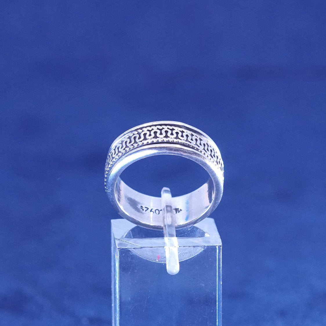 sz 6, vtg sterling silver band with copper around, Mexico 925 spinner ring