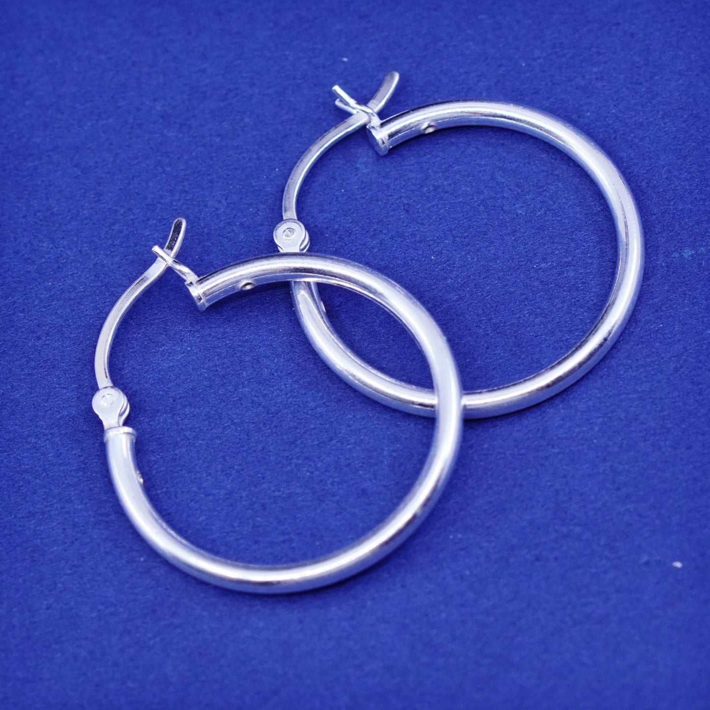 0.75”, vintage Sterling silver handmade hoop earrings, Modern 925 huggie