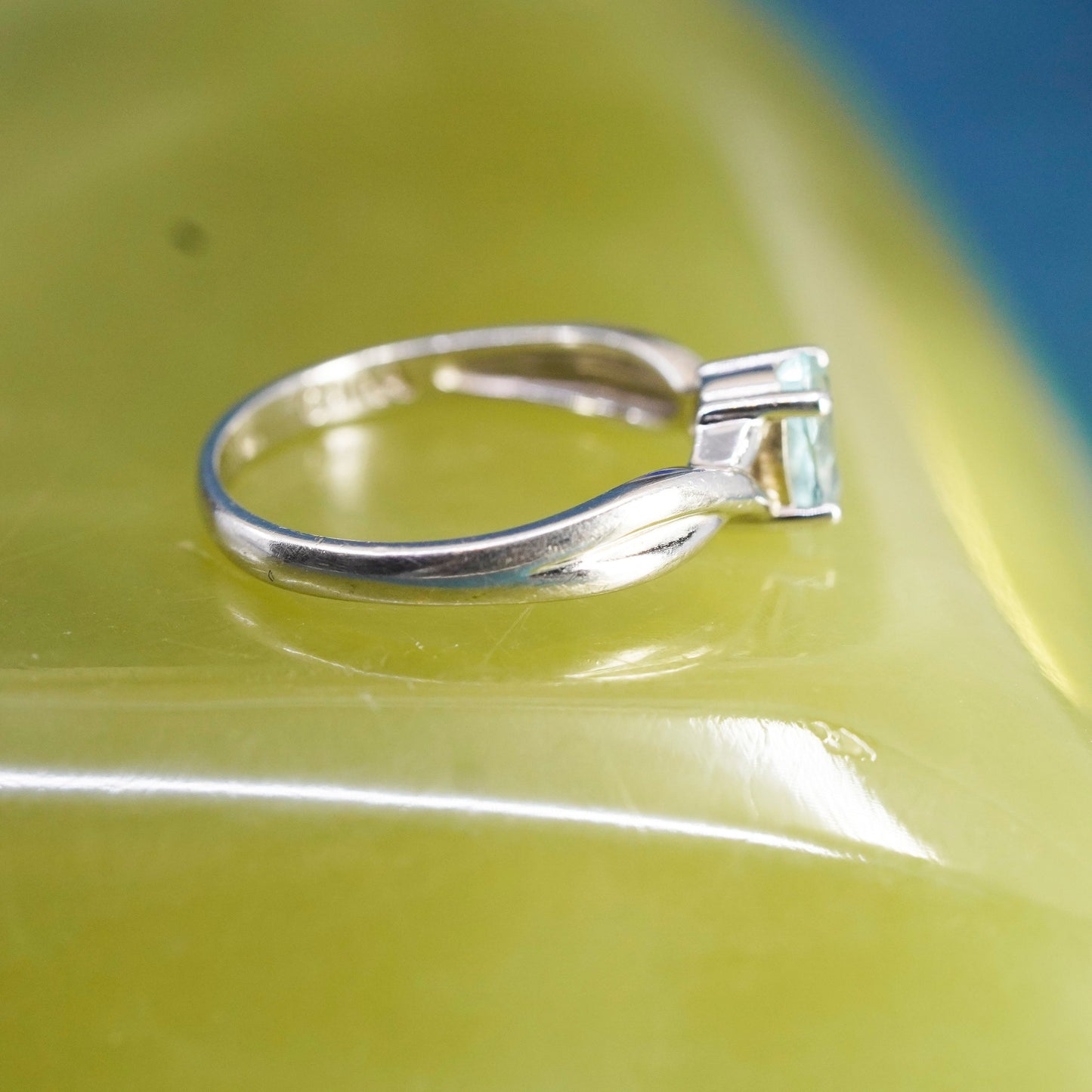 Size 6, vintage Sterling silver handmade ring, 925 stackable ring with topaz