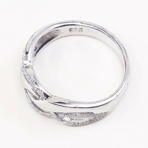Sz 8, Vtg Sterling Silver Handmade Ring 925 Band Entwined Wavy, Stamped 925