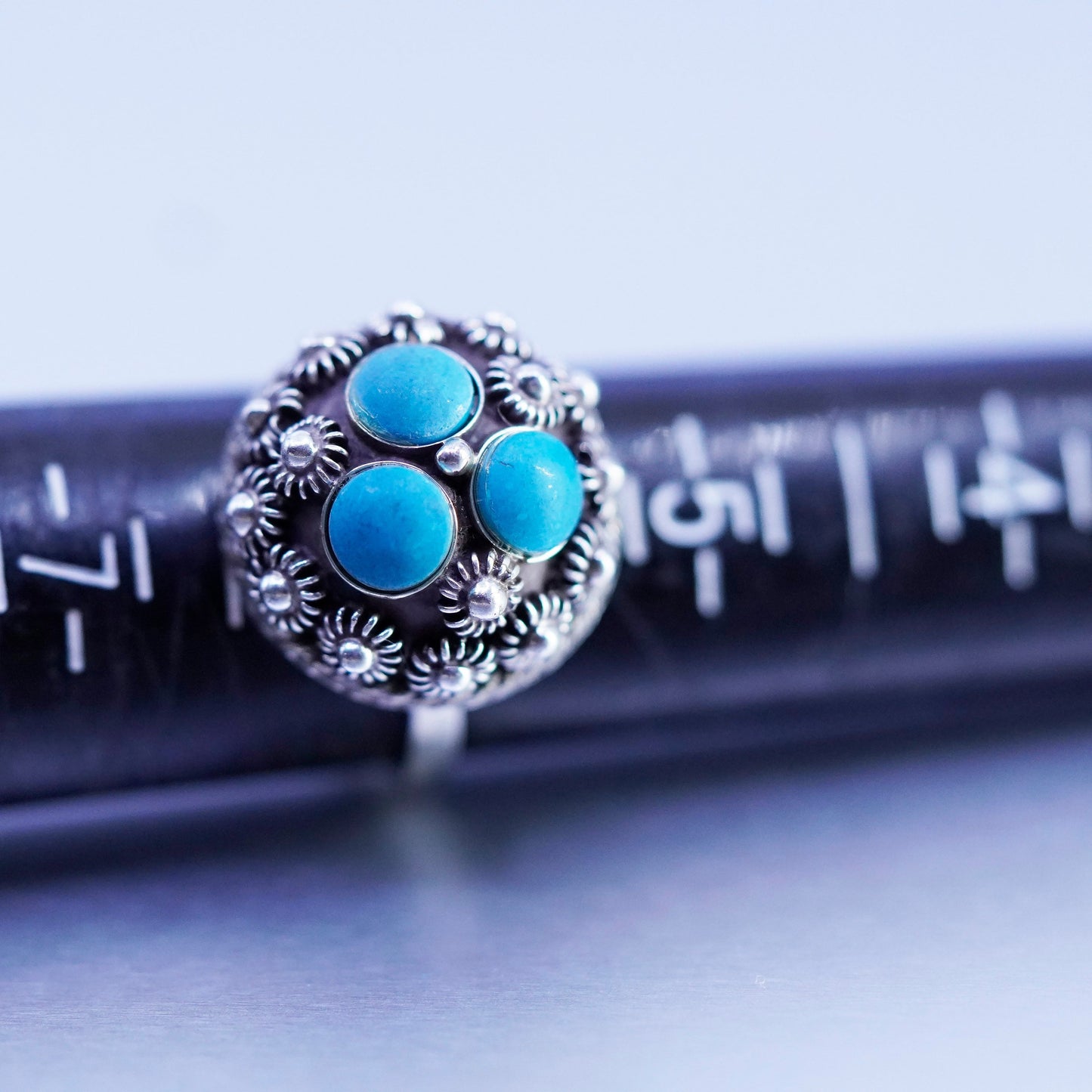 vtg Native American Navajo Frank Bowman sterling 925 silver ring turquoise