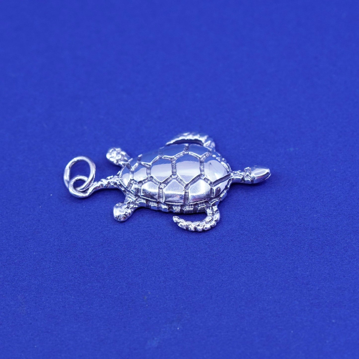 Vintage Sterling silver handmade pendant, 925 sea turtle charm