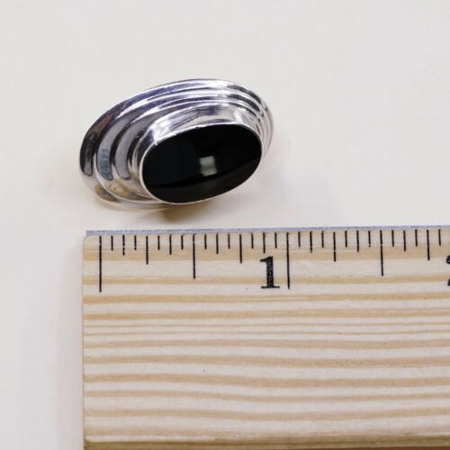 Vintage Sterling Silver Handmade Earrings, Mexico 925 Studs W/ Obsidian