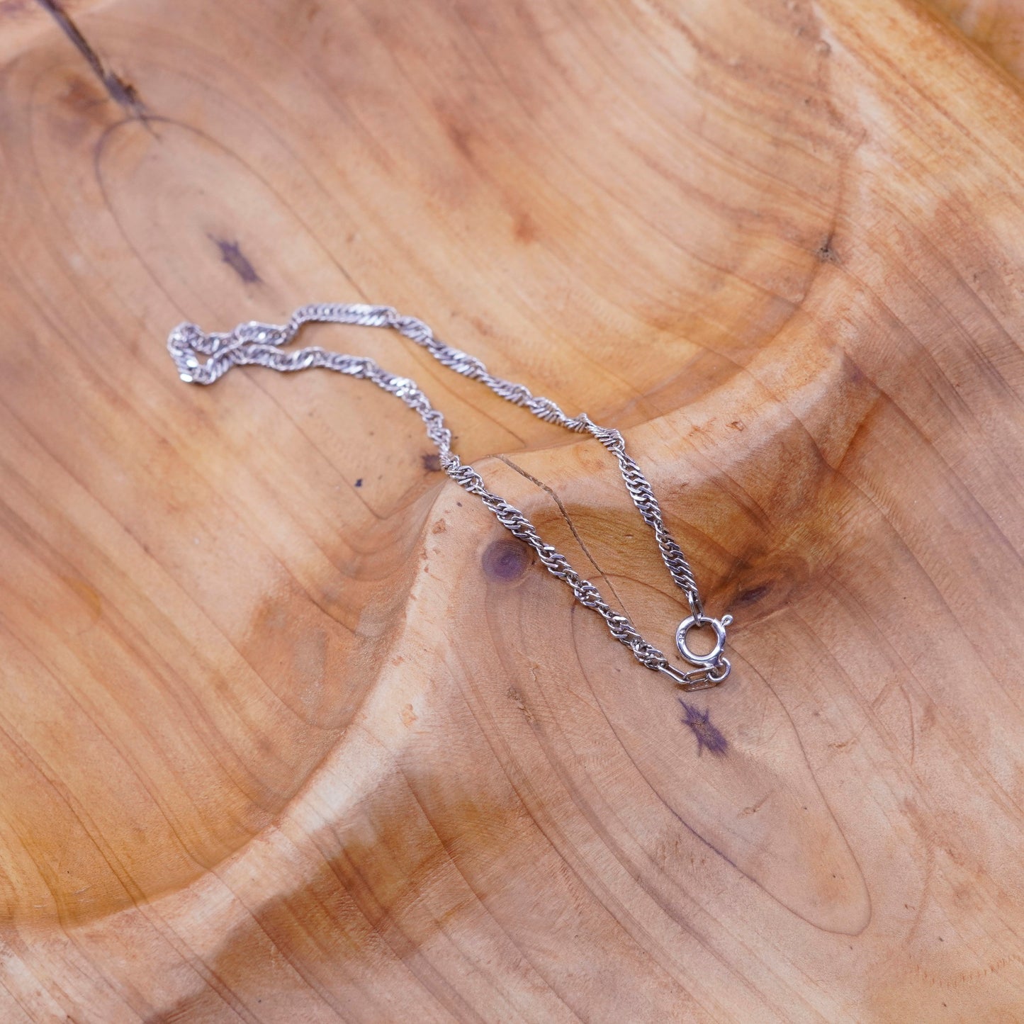 9”, 2mm, vintage Sterling silver handmade bracelet, 925 twisted curb chain