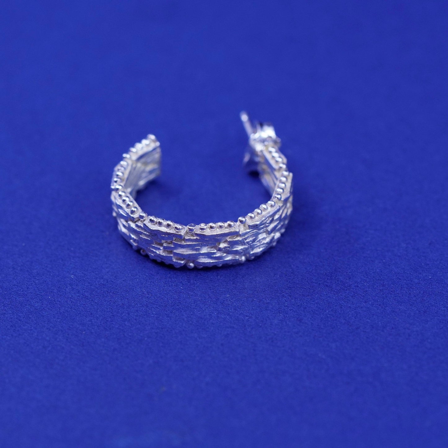 0.75”, Italy Sterling silver handmade earrings, 925 riccio chain hoops, Huggies