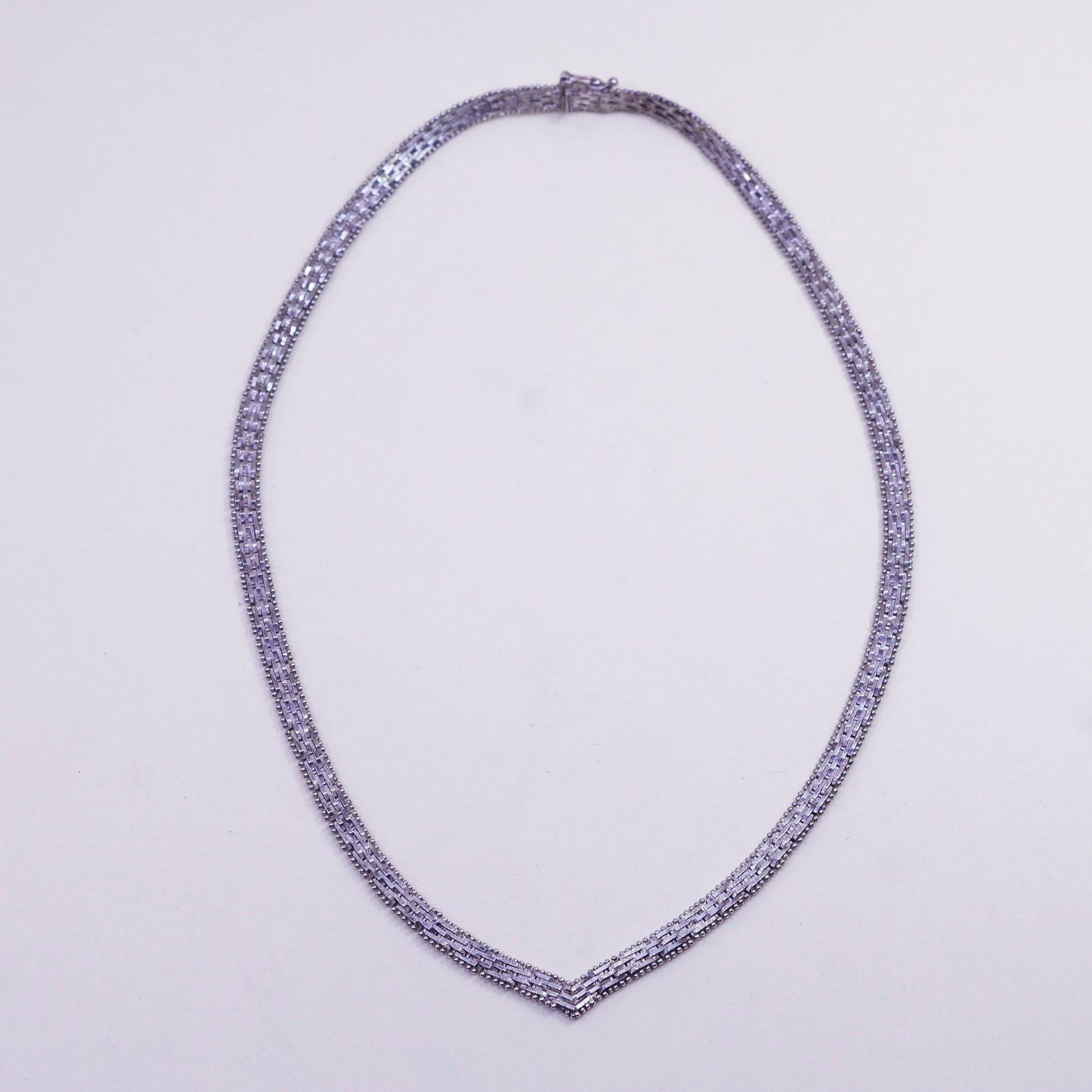 18”, 6mm, Vintage sterling silver Riccio link chain, V shaped 925 necklace