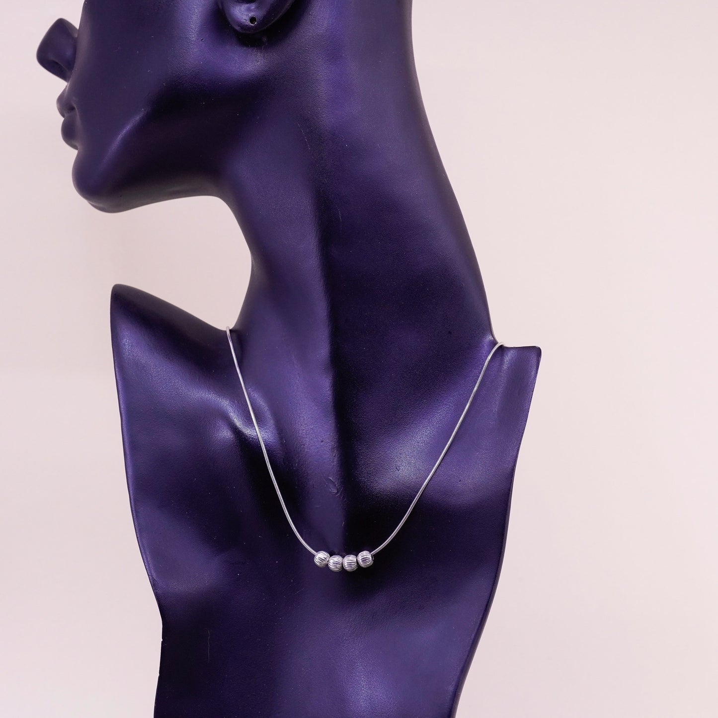 18”, 1mm, Sterling silver necklace, Italy 925 snake chain with bead pendant