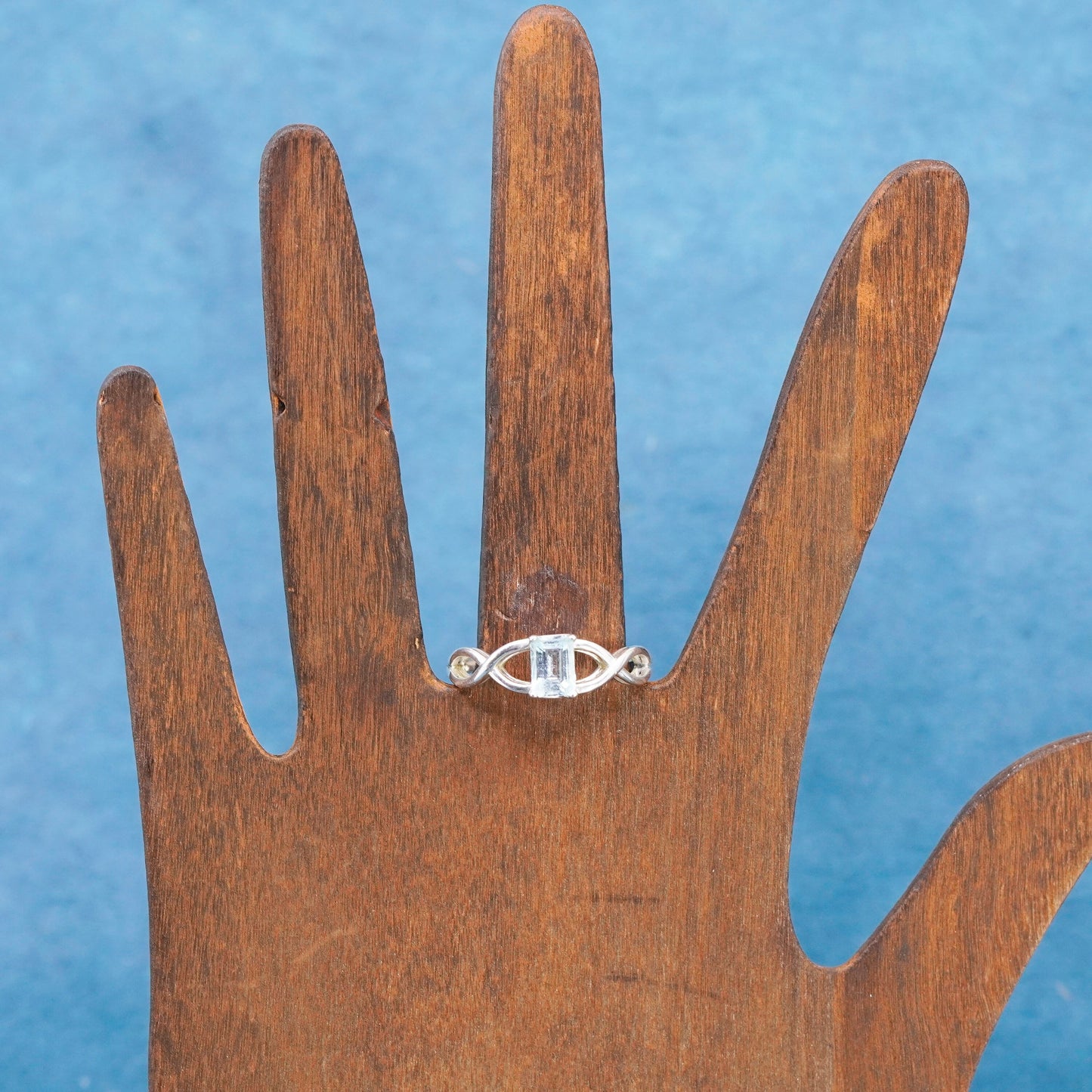 Size 11.25, vintage Sterling silver handmade ring, 925 stackable ring w/ topaz