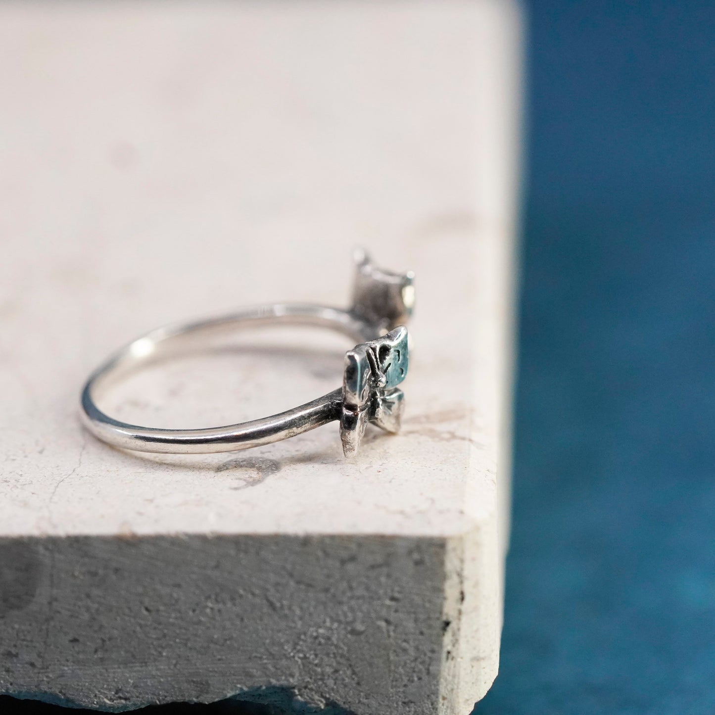 Size 8, vintage sterling silver handmade ring, 925 butterfly stackable band
