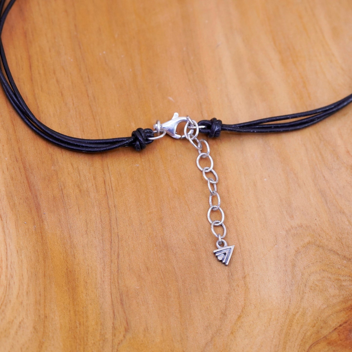 16+2”, Silpada Sterling 925 Silver Black Leather Cord 3 Bar Necklace N1571