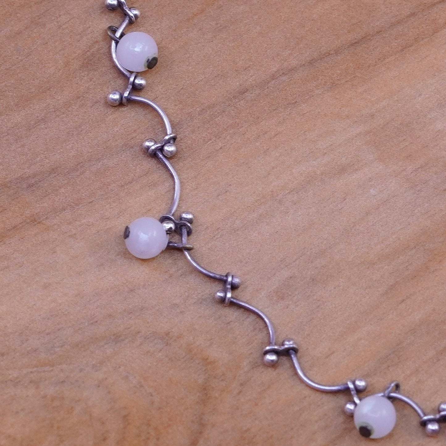 16”, vintage Sterling silver necklace, 925 dna chain with faux pearl