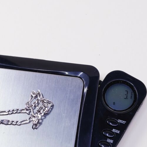 8”, 3mm, vtg Sterling Silver Bracelet, Silver Figaro Chain, Stamped 925 Italt