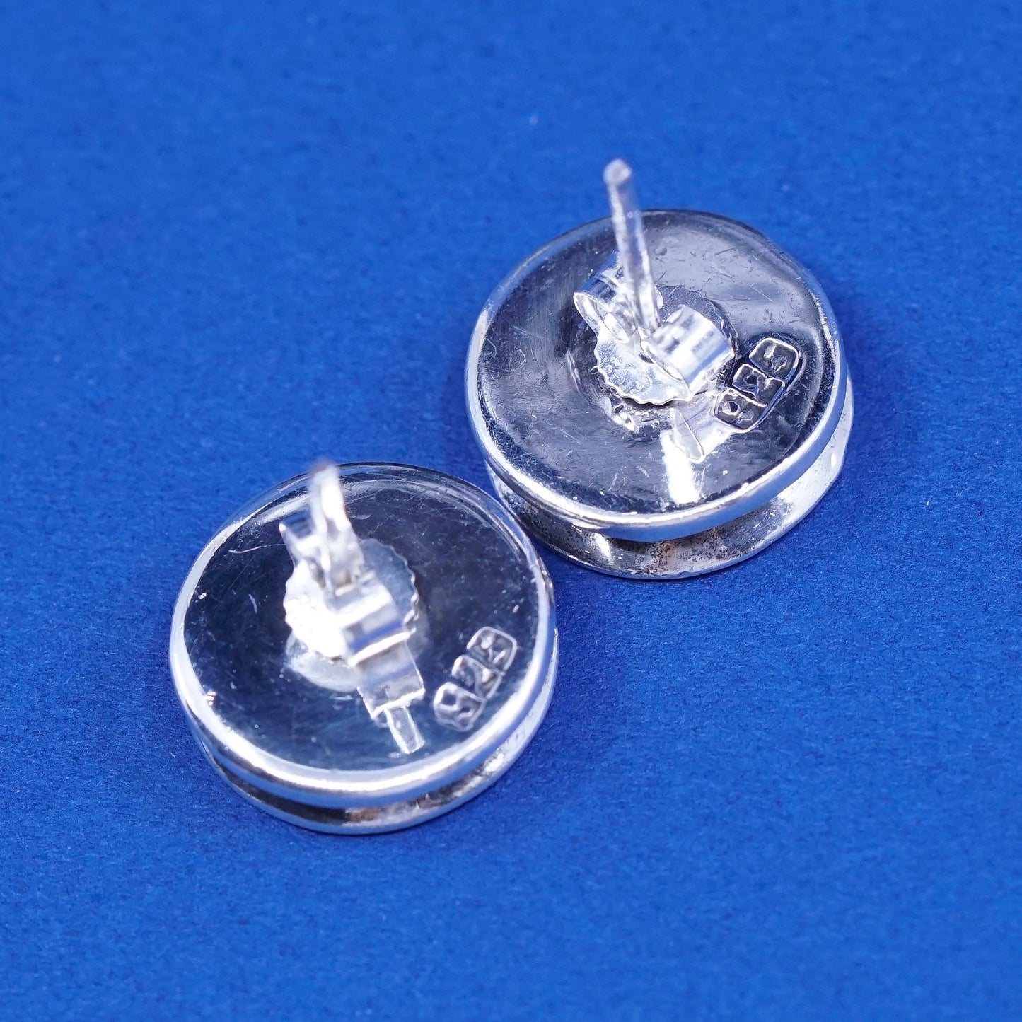 Vintage modern Sterling silver handmade earrings, 925 button studs