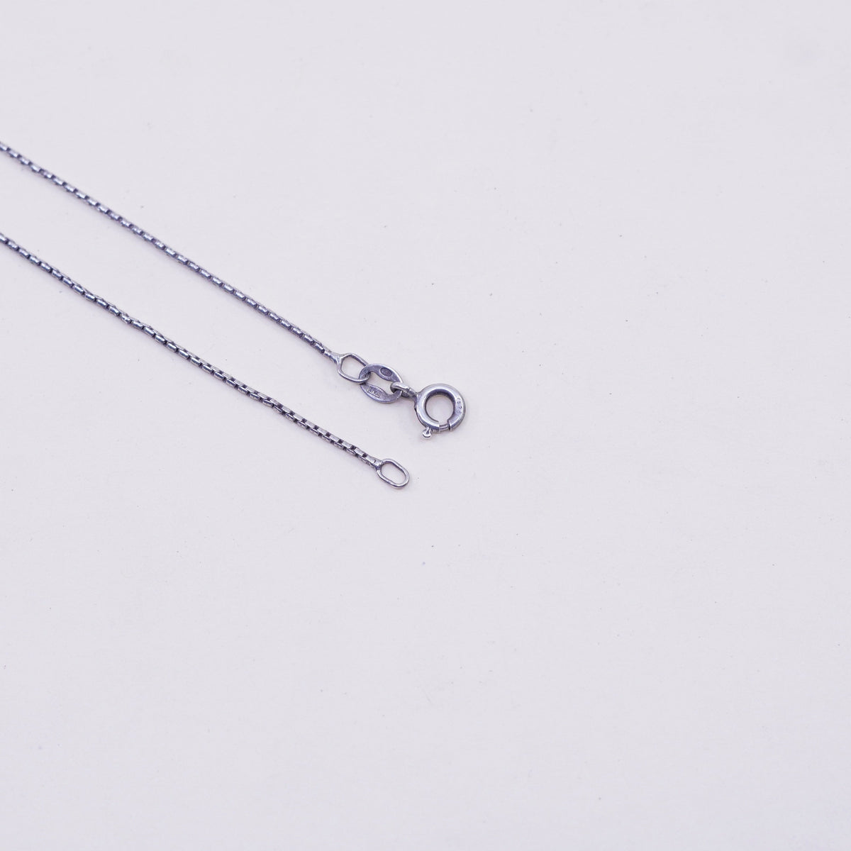16”, 1mm, Vintage sterling silver Italy 925 silver box chain, necklace