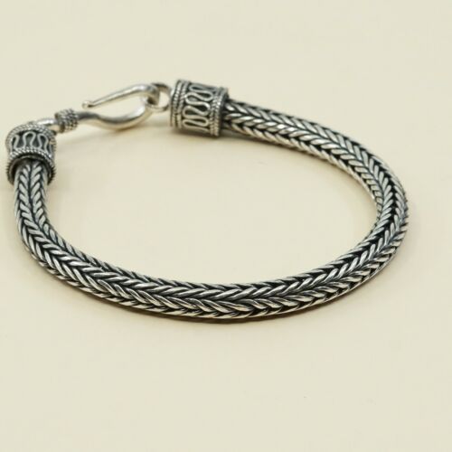 6.75”, Sterling Silver Handmade Bracelet, 925 Silver Wheat Chain, Stamped 925
