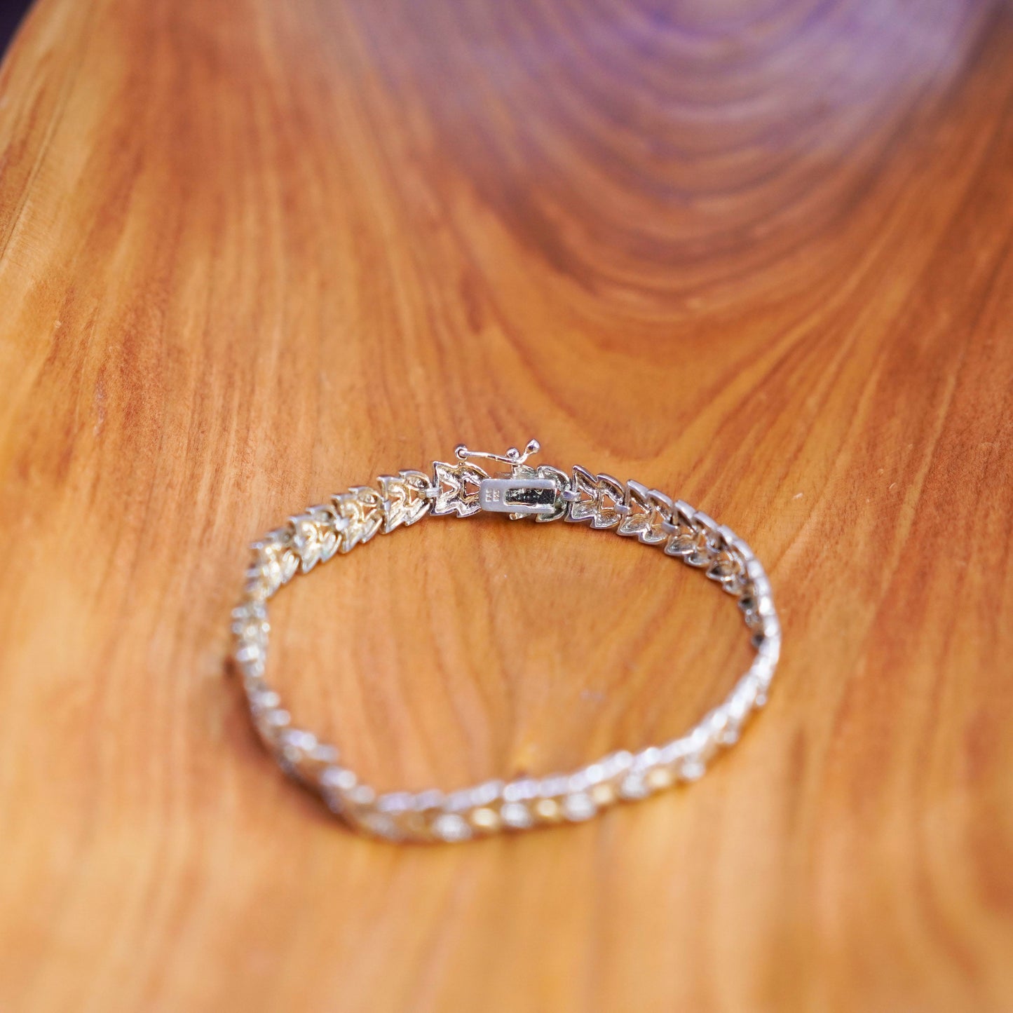 7”, vintage Vermeil gold over Sterling 925 silver bracelet, leafy chain