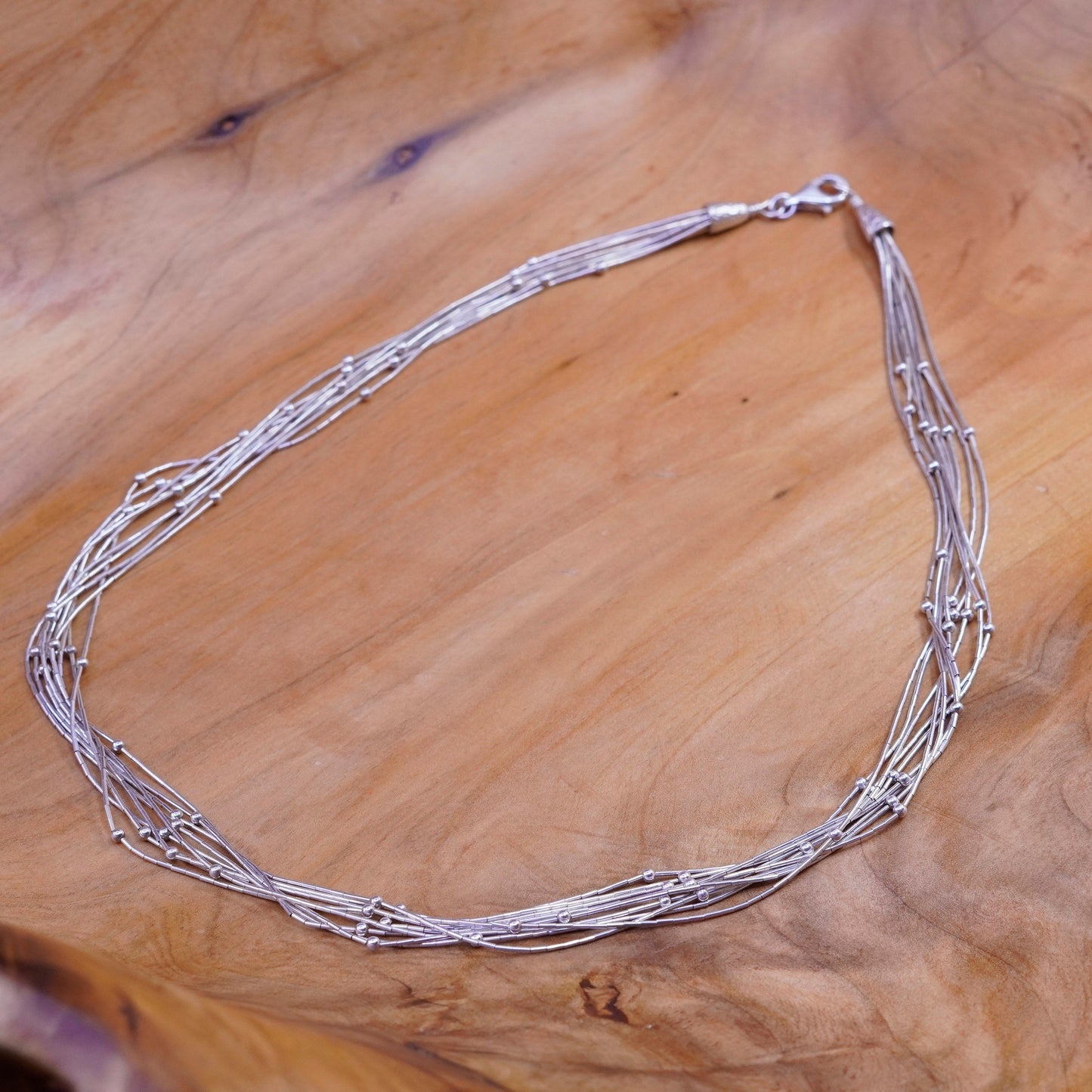 18”, Native American navajo Sterling 925 handmade liquid silver chain necklace