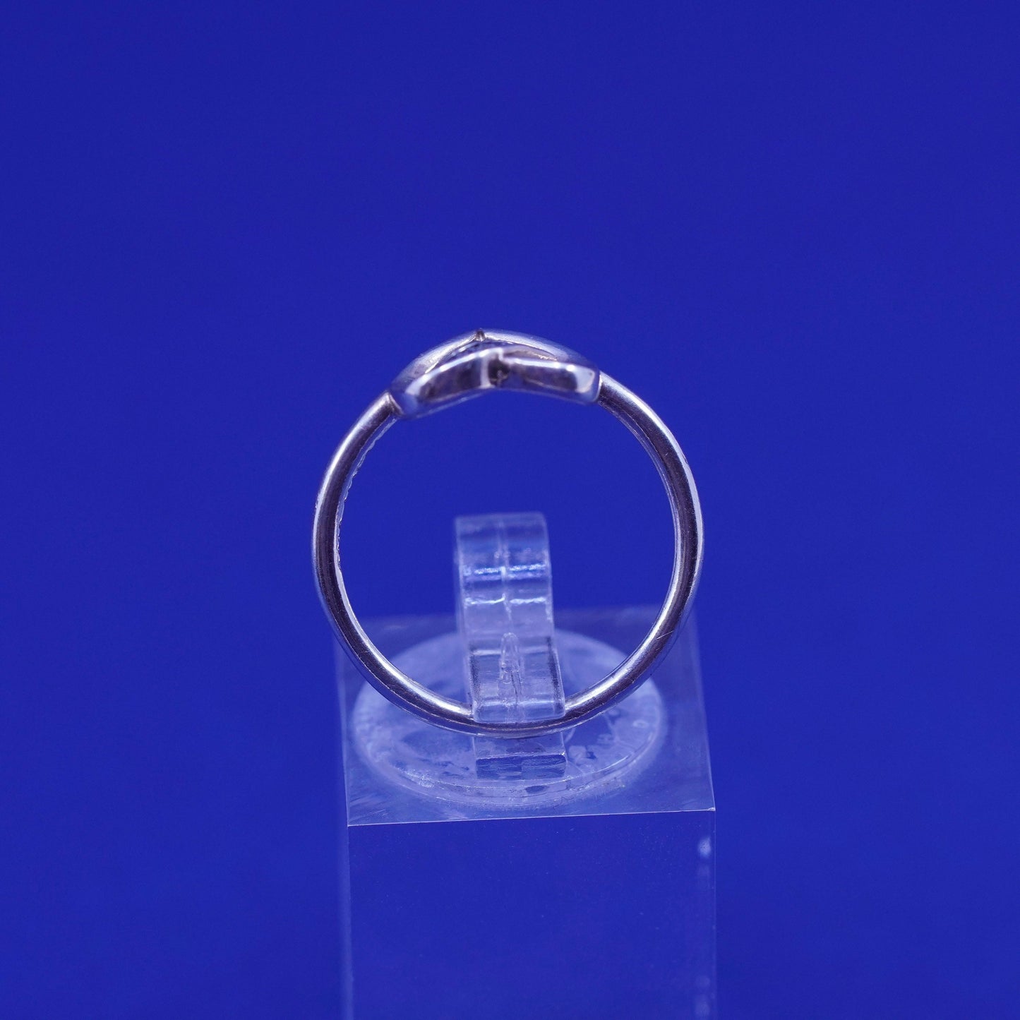 Size 7, vintage ALE Sterling 925 silver handmade heart ring with cz