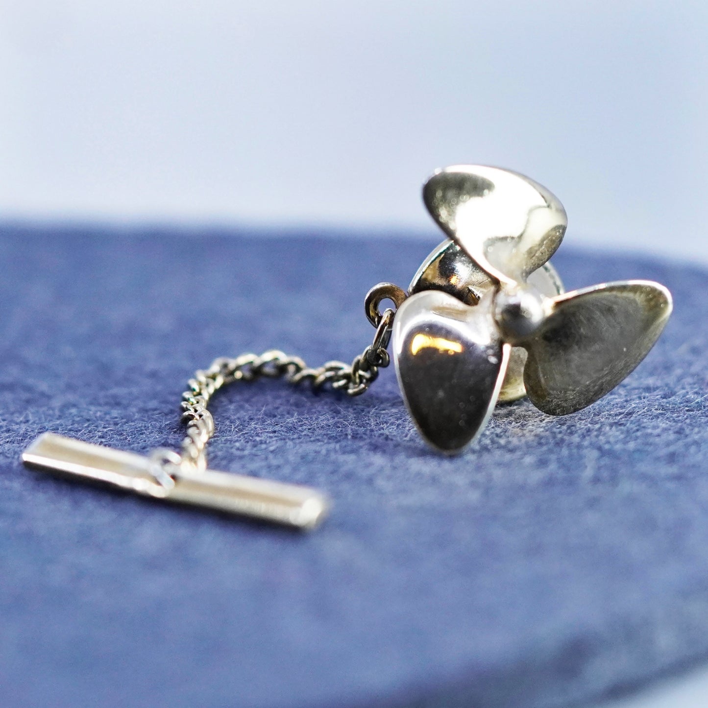 Vintage vermeil gold filled sterling 925 silver handmade pin, 925 fan propeller