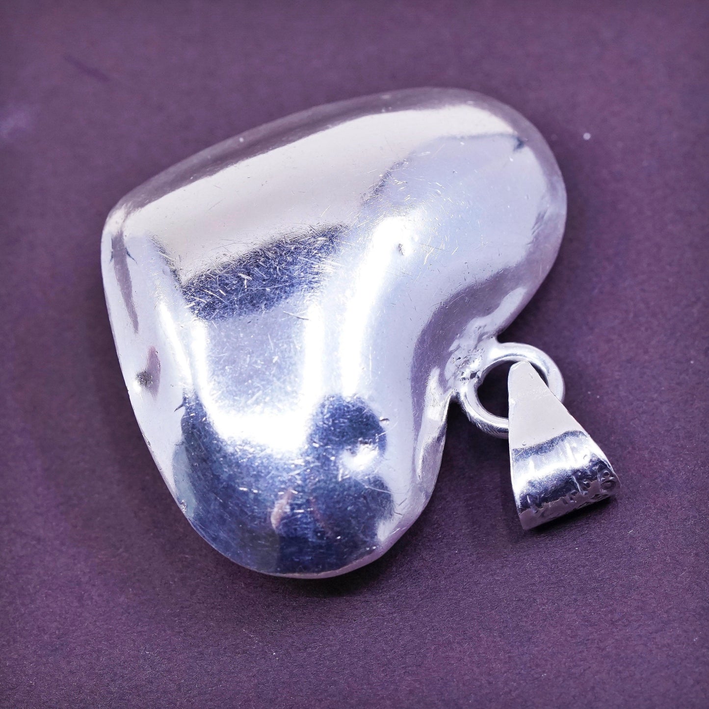 mexico Sterling silver handmade heart pendant, 925 big heart