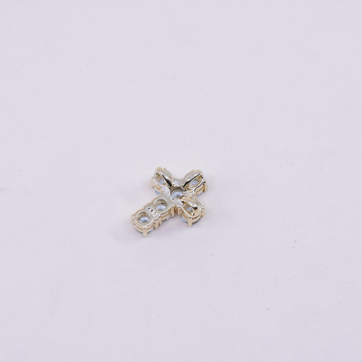 Vermeil Gold filled sterling silver pendant, 925 cross blue crystal