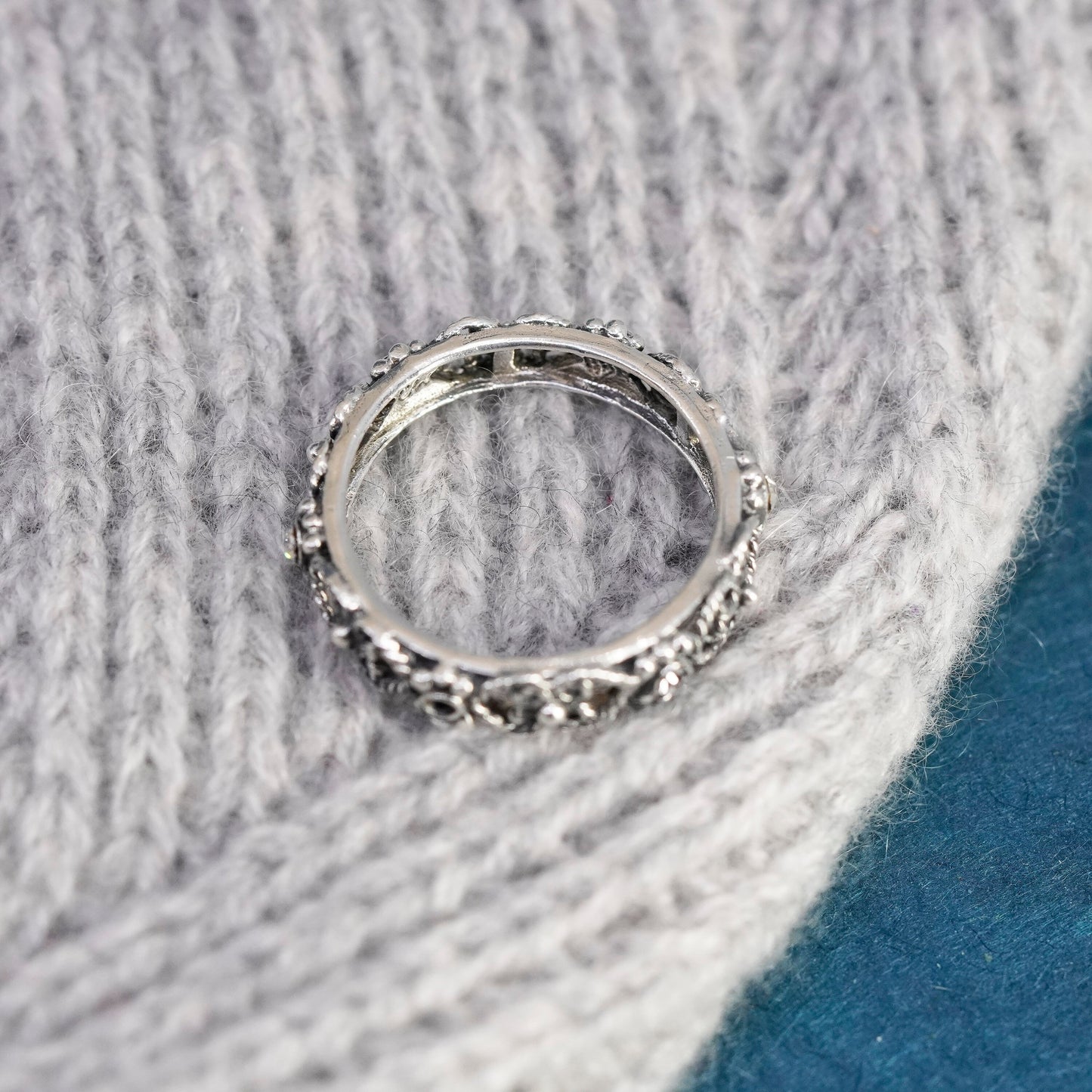 Size 9, vintage Sterling silver handmade ring, 925 band with cz