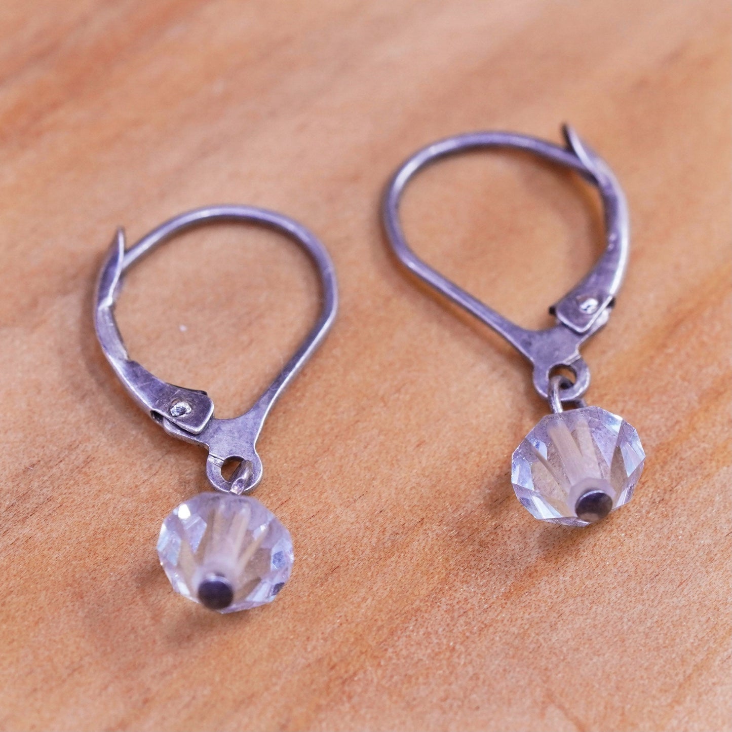 Vintage Sterling 925 silver earrings with blue crystal