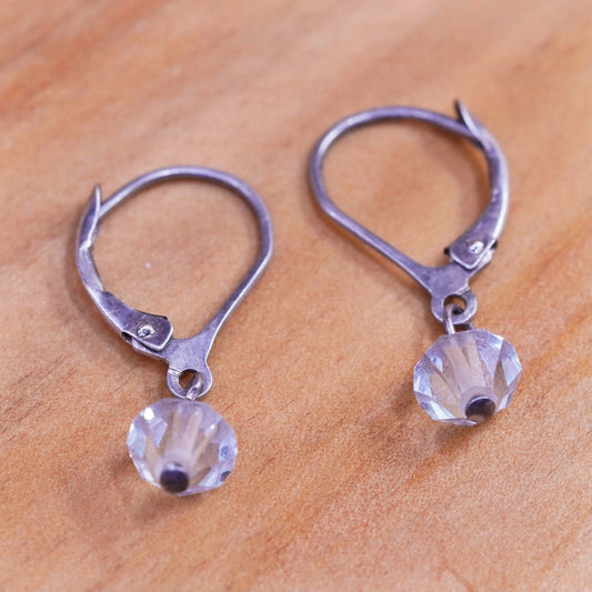 Vintage Sterling 925 silver earrings with blue crystal