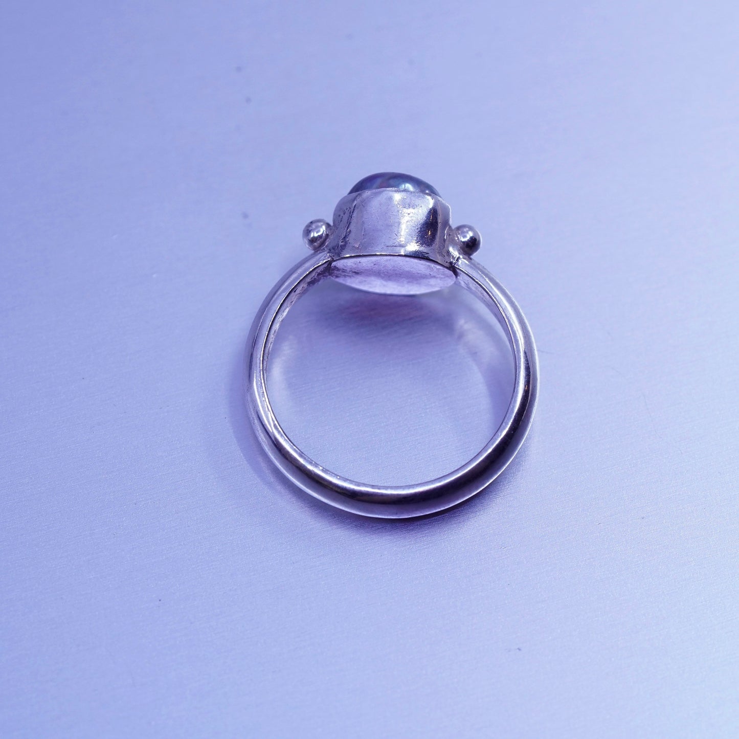Size 5.75, vintage Sterling 925 silver handmade ring with pearl