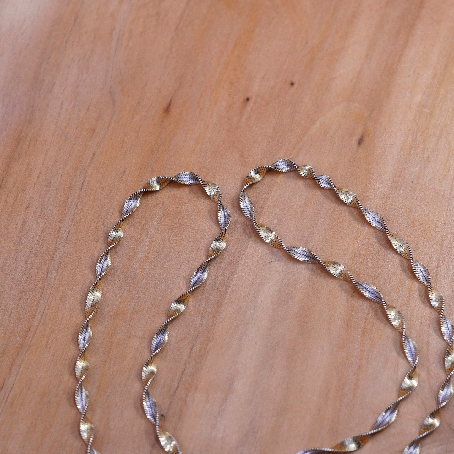 18”, Danecraft two tone Sterling silver necklace, 925 twisted herringbone chain