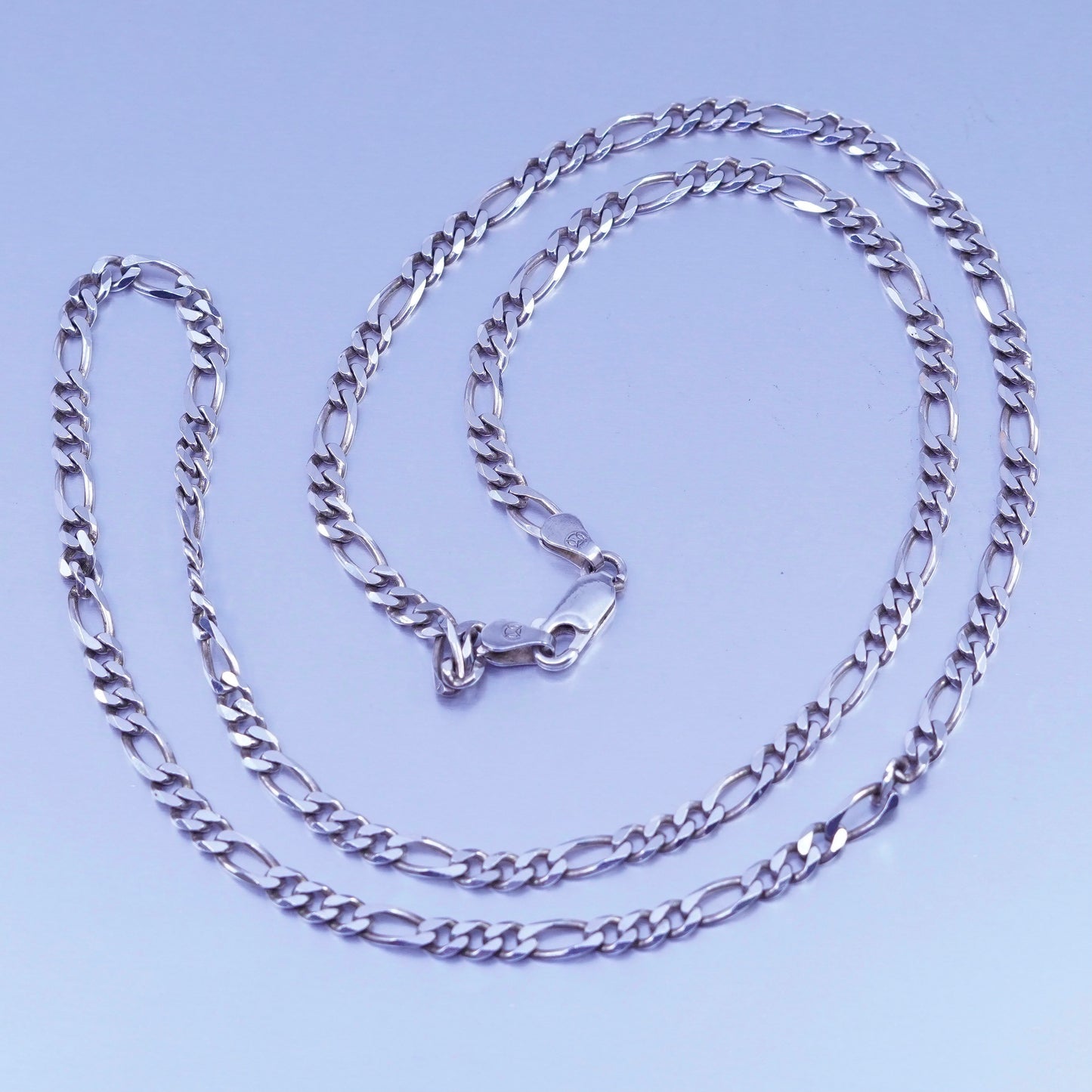 24” 5mm, vintage Italy Sterling 925 silver bold figaro chain necklace