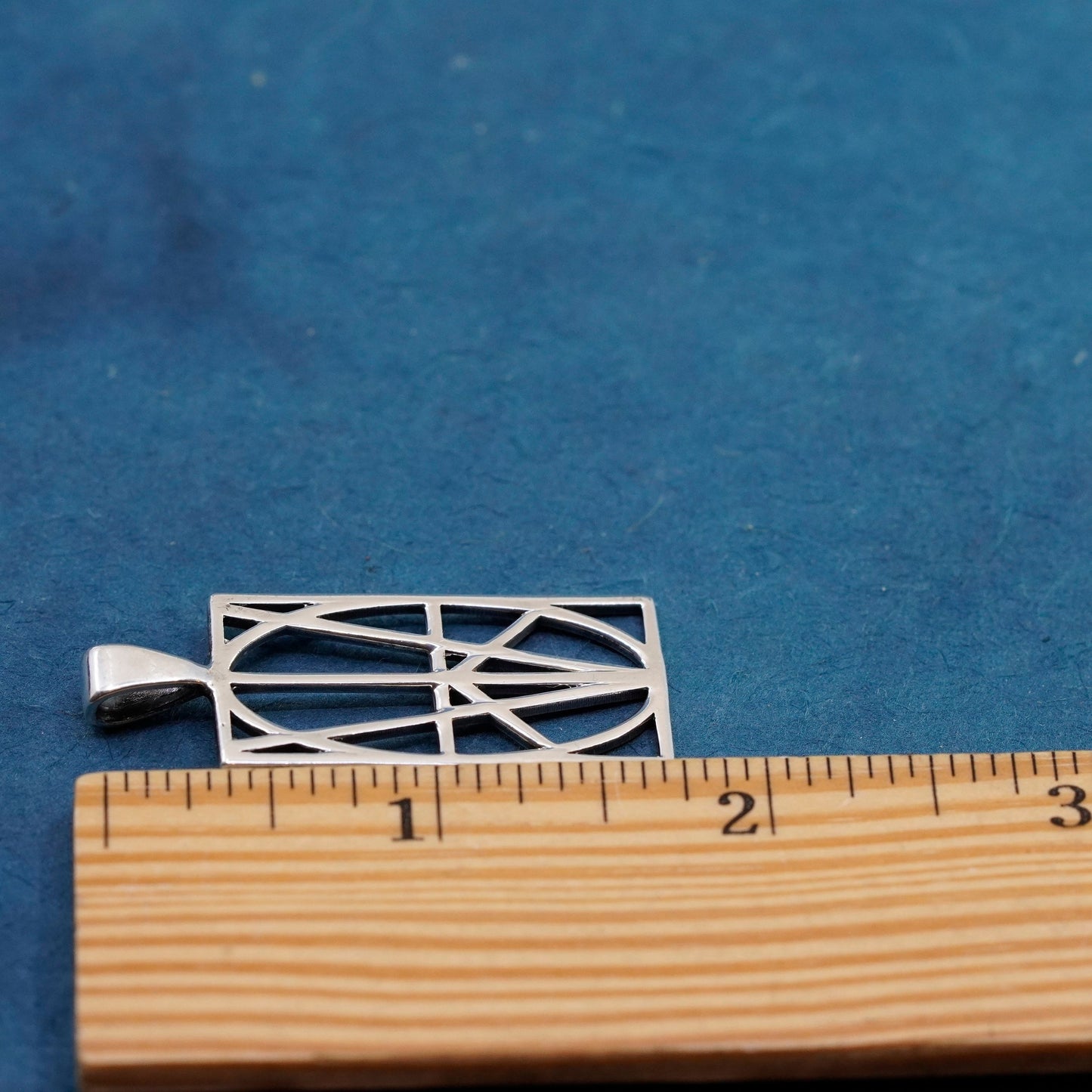 Vintage Sterling silver handmade pendant 925 rectangular tag charm